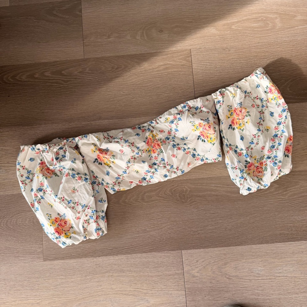 Miss Selfridge Cream Floral Off-Shoulder Top with Pink & Yellow Accents